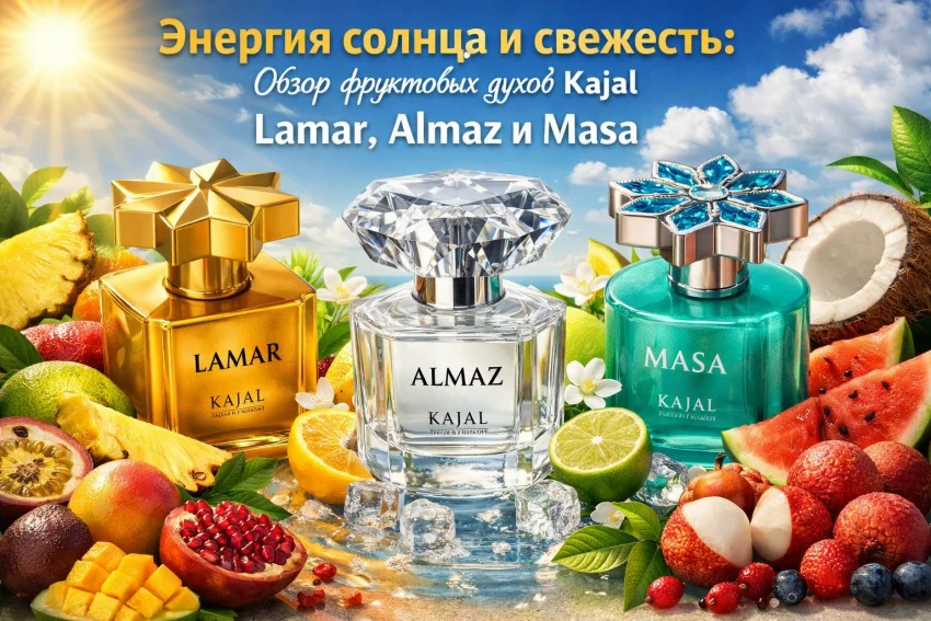 Энергия солнца и свежесть: обзор фруктовых духов Kajal Lamar, Almaz и Masa